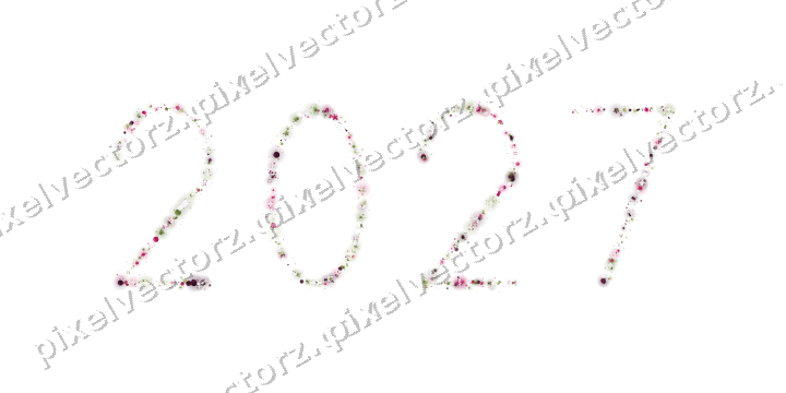 Nahtlose Glitzerzahl 2027 in Limette und Rosa auf transparentem Grund