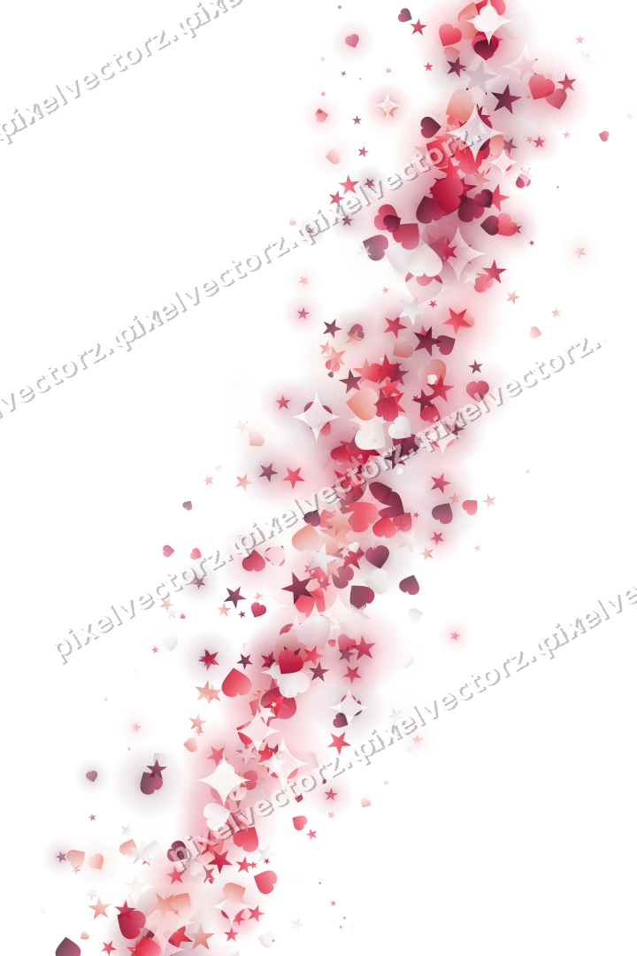 Glitzerbogen aus Sternen und Herzen in Rosa auf transparentem Grund
