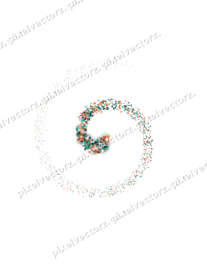 Nahtlose Glitzerspirale in Orange und Petrol auf transparentem Grund
