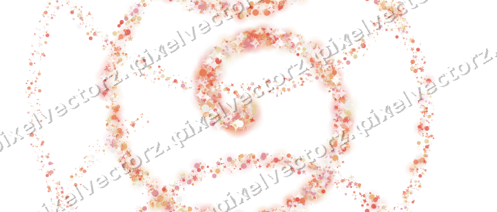 Nahtlose Glitzerspirale aus Sternen und Blüten auf transparentem Grund