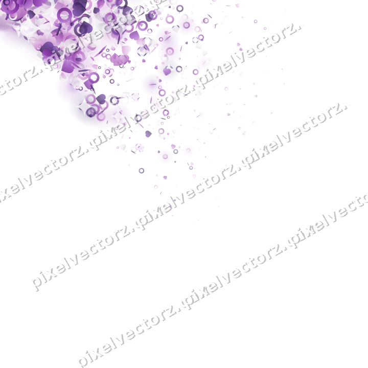 Glitzerfächer aus Herzen und Ringen in Violett auf transparentem Grund