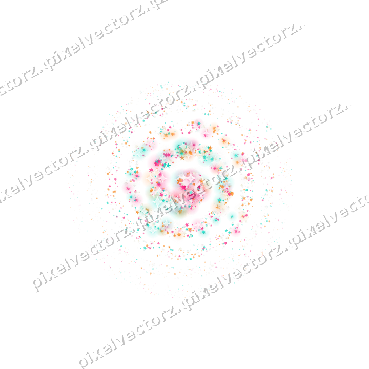 Nahtlose Glitzerspirale aus Sternen in Rosa auf transparentem Grund
