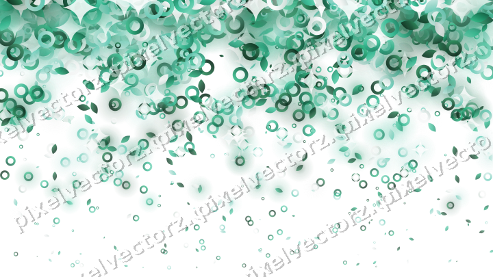 Glitzerregen aus Tropfen und Ringen auf transparentem Grund