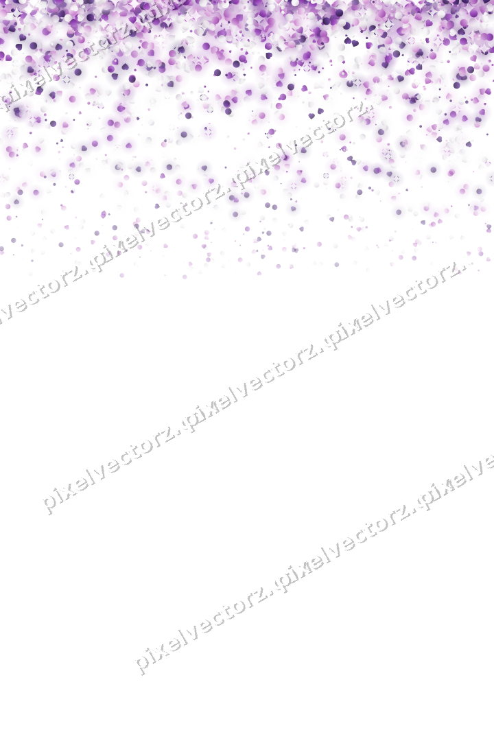 Glitzerregen aus Herzen und Punkten in Violett auf transparentem Grund