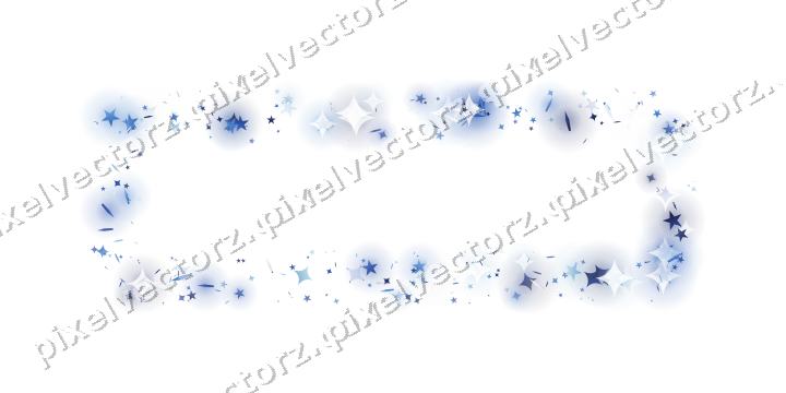 Glitzerrahmen aus Sternen und Funken in Blau auf transparentem Grund