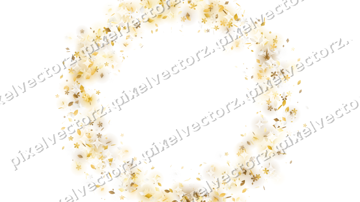 Glitzerkranz aus Blüten und Tropfen auf transparentem Grund