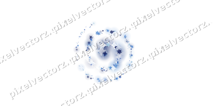 Glitzerspirale aus Sternen in Blau und Türkis auf transparentem Grund
