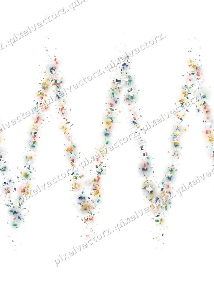 Nahtlose Glitzerwelle aus Tropfen und Konfetti auf transparentem Grund