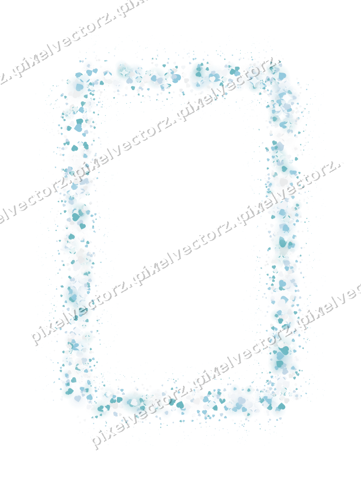 Nahtloser Glitzerrahmen aus Herzen in Türkis auf transparentem Grund