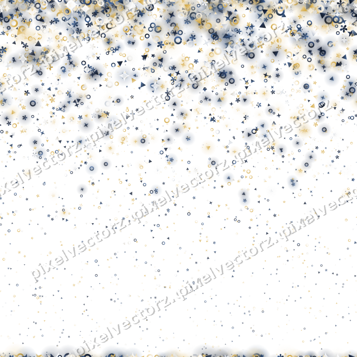 Nahtloser Glitzerregen aus Sternen und Blüten auf transparentem Grund
