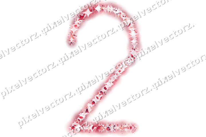 Nahtlose Glitzerzahl 2 aus Sternen und Tropfen auf transparentem Grund