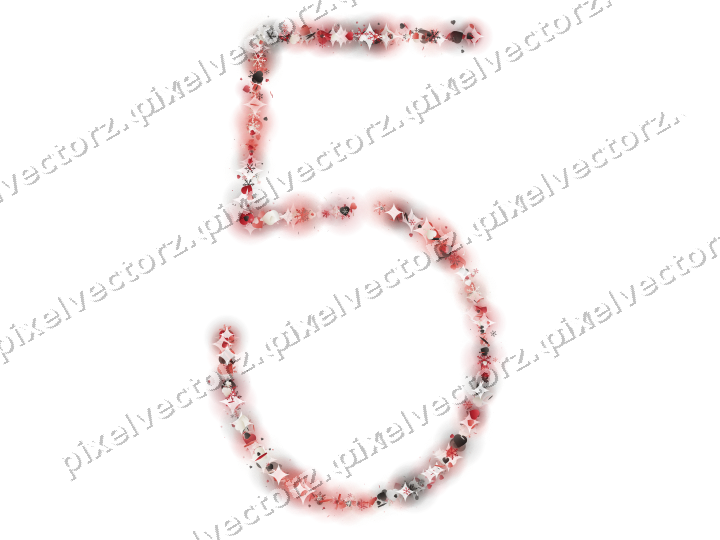 Nahtlose Glitzerzahl 5 in Rot auf transparentem Grund