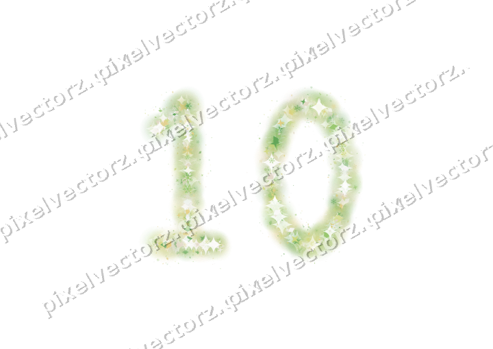 Nahtlose Glitzerzahl 10 in Limette und Gelb auf transparentem Grund