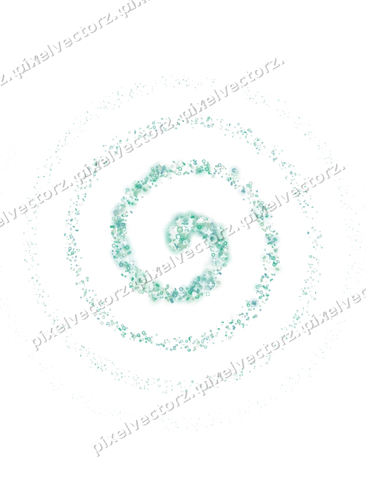 Nahtlose Glitzerspirale aus Sternen und Ringen auf transparentem Grund
