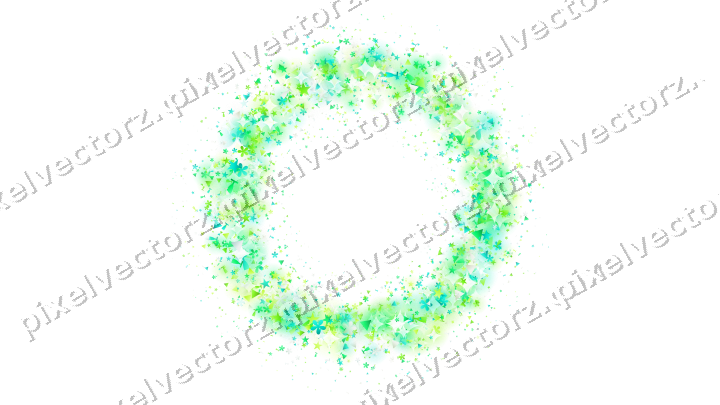 Nahtloser Glitzerkranz aus Sternen und Blüten auf transparentem Grund