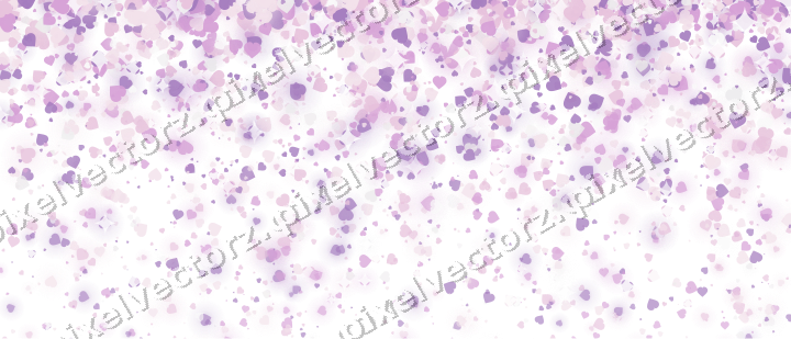 Glitzerregen aus Herzen in Magenta und Violett auf transparentem Grund