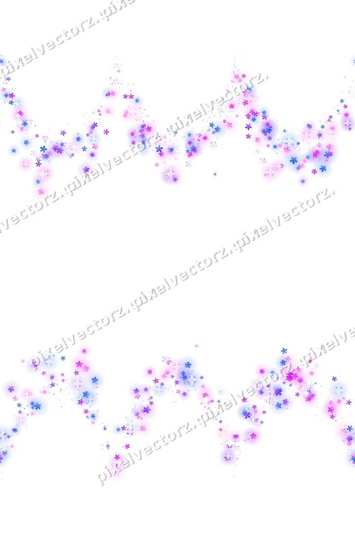 Nahtlose Glitzergirlande aus Blüten in Violett auf transparentem Grund