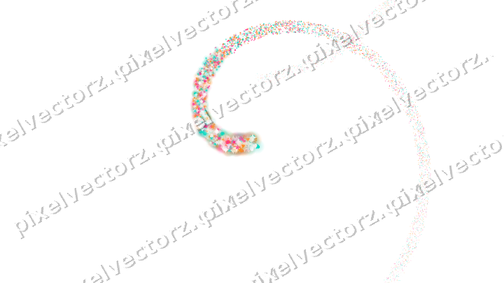 Nahtlose Glitzerspirale aus Funken und Herzen auf transparentem Grund