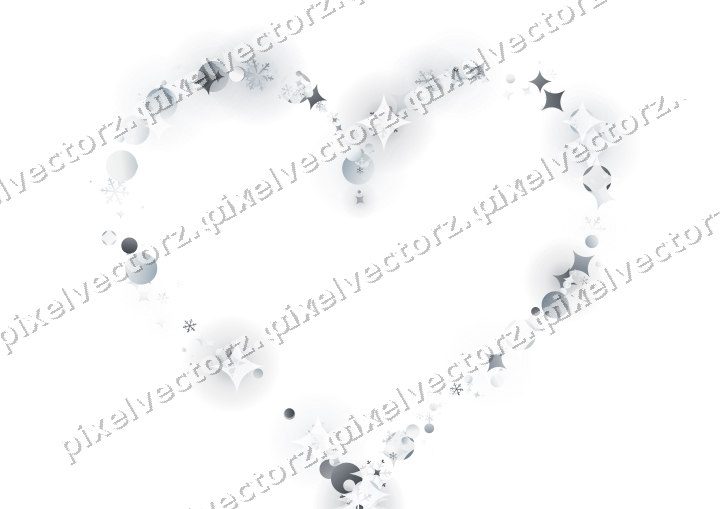 Glitzerherz aus Funken und Schneeflocken auf transparentem Grund