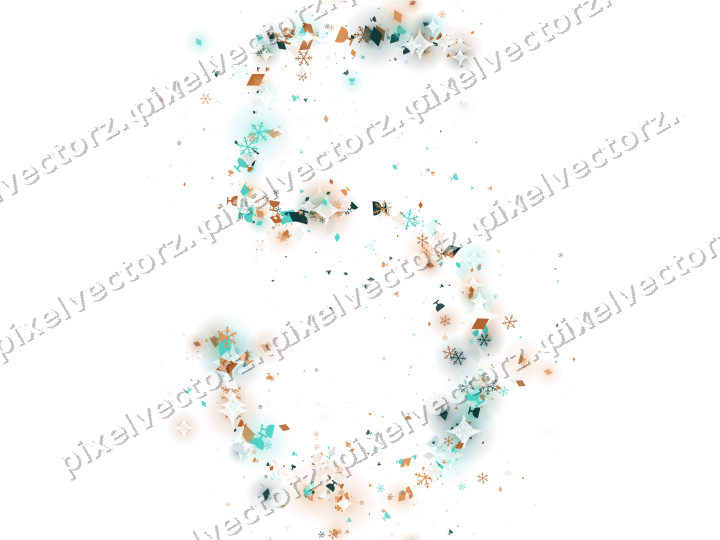 Nahtlose Glitzerzahl 5 in Orange und Petrol auf transparentem Grund
