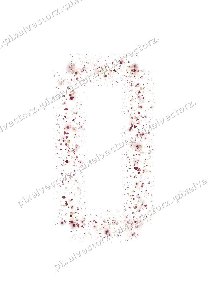 Nahtloser Glitzerrahmen aus Herzen und Blüten auf transparentem Grund
