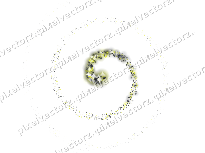 Nahtlose Glitzerspirale aus Rauten in Gelb auf transparentem Grund