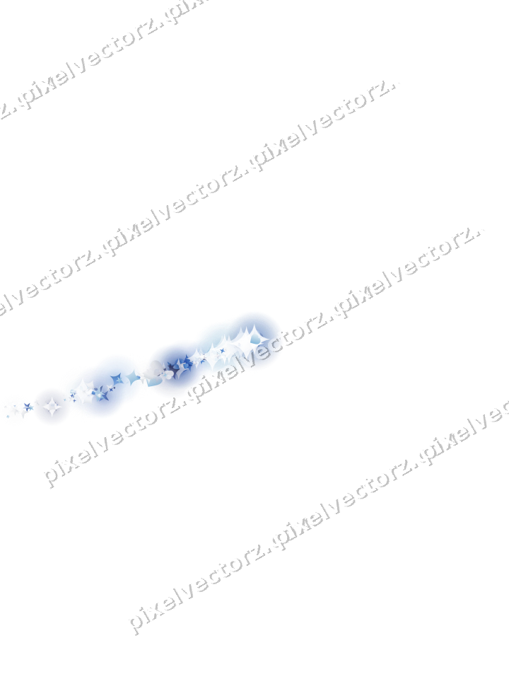 Sternenschweif aus Sternen und Funken in Blau auf transparentem Grund
