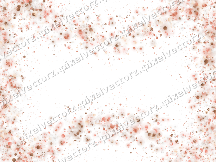 Nahtloser Glitzerkranz aus Blüten und Punkten auf transparentem Grund