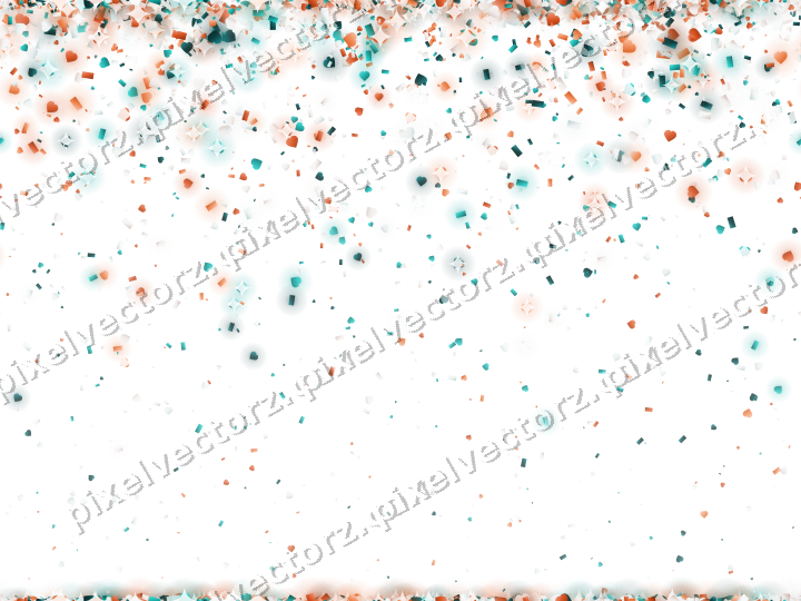 Nahtloser Glitzerregen aus Herzen und Konfetti auf transparentem Grund