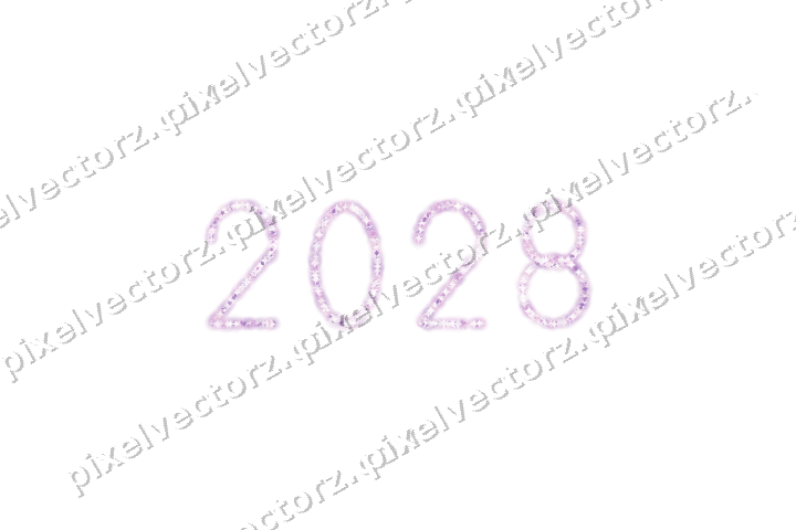 Nahtlose Glitzerzahl 2028 in Magenta auf transparentem Grund