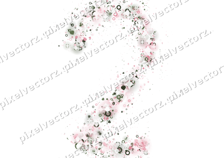 Nahtlose Glitzerzahl 2 in Rosa auf transparentem Grund