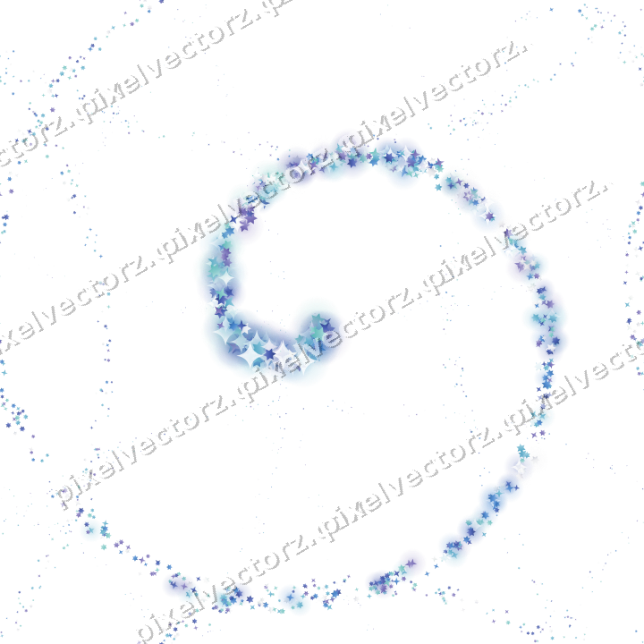 Nahtlose Glitzerspirale aus Sternen in Blau auf transparentem Grund