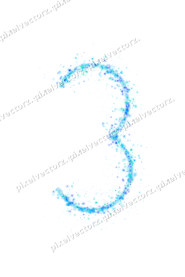 Nahtlose Glitzerzahl 3 aus Sternen und Funken auf transparentem Grund