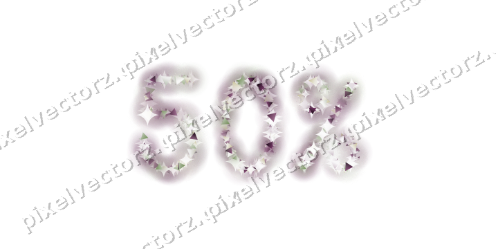 Nahtlose Glitzerzahl 50% aus Dreiecken auf transparentem Grund