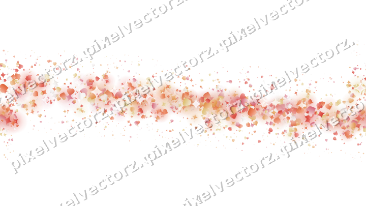 Nahtloses Glitzerband aus Funken und Herzen auf transparentem Grund