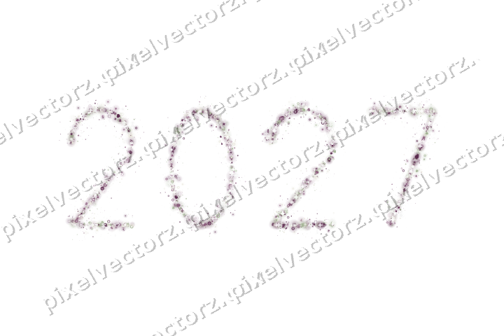 Nahtlose Glitzerzahl 2027 in Dunkelmagenta auf transparentem Grund