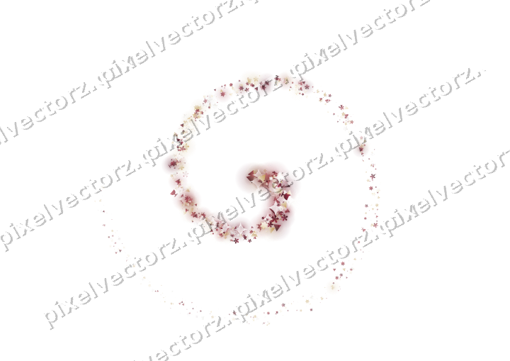 Nahtlose Glitzerspirale aus Sternen und Blüten auf transparentem Grund