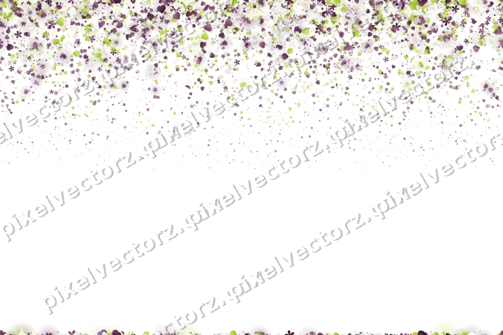 Nahtloser Glitzerregen aus Herzen und Blüten auf transparentem Grund
