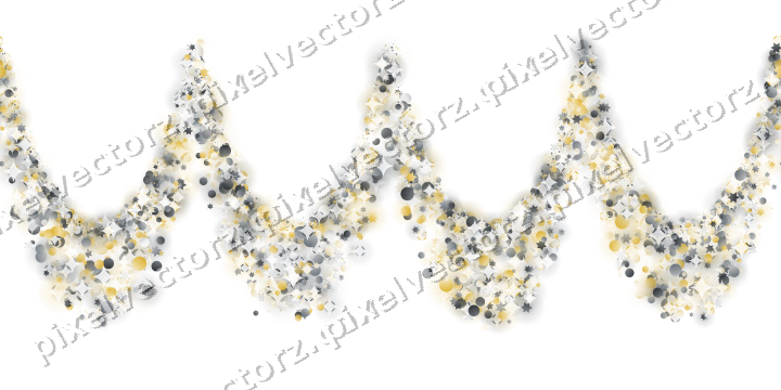 Nahtlose Glitzergirlande in Bernstein und Grau auf transparentem Grund