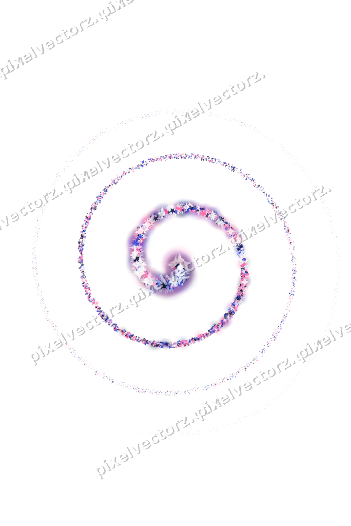Nahtlose Glitzerspirale aus Sternen und Funken auf transparentem Grund