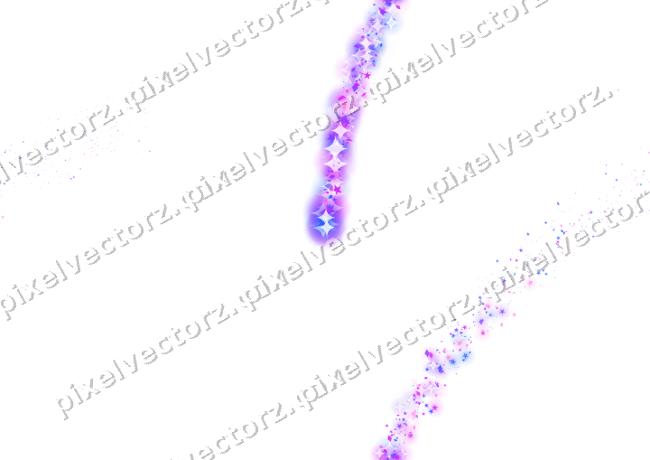 Nahtloser Sternenschweif in Violett und Blau auf transparentem Grund