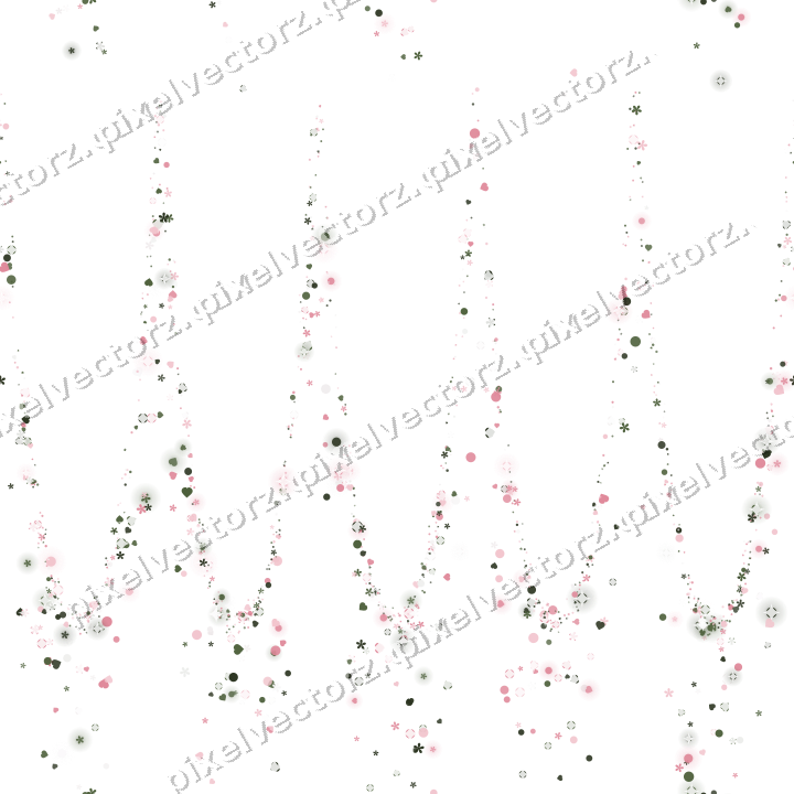 Nahtlose Glitzergirlande aus Herzen und Blüten auf transparentem Grund