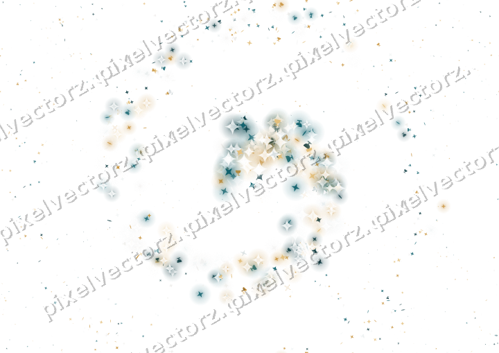 Nahtlose Glitzerspirale aus Sternen und Funken auf transparentem Grund