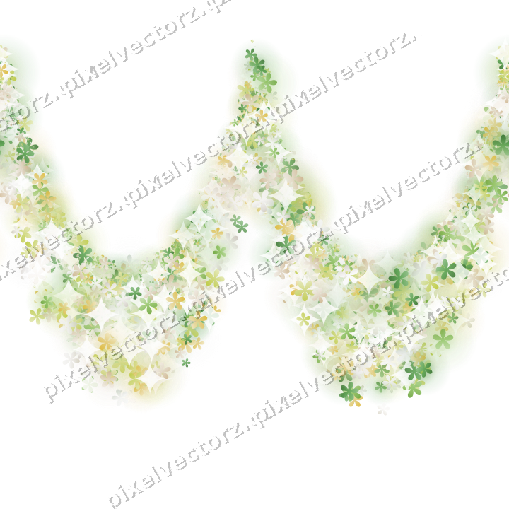 Nahtlose Glitzergirlande aus Blüten in Limette auf transparentem Grund
