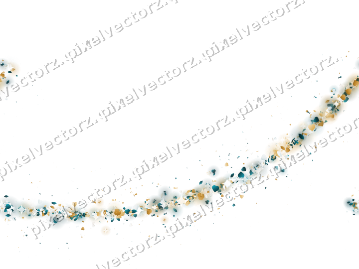 Nahtloser Glitzerbogen aus Herzen und Tropfen auf transparentem Grund