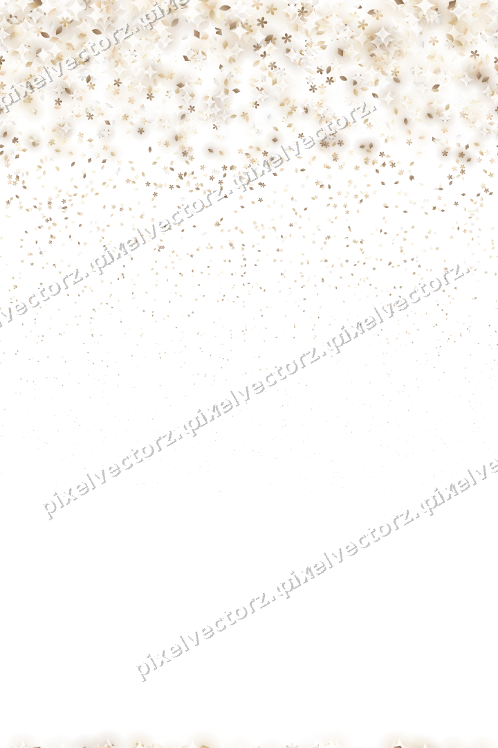 Nahtloser Glitzerregen aus Blüten und Tropfen auf transparentem Grund