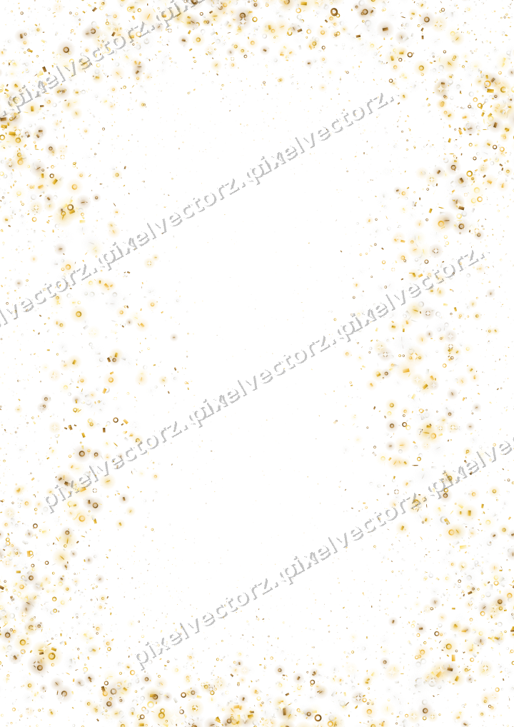 Nahtloser Glitzerkranz aus Ringen und Konfetti auf transparentem Grund