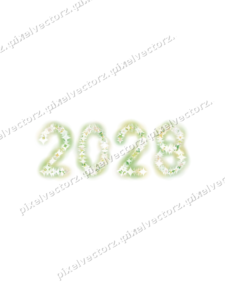 Nahtlose Glitzerzahl 2028 in Limette und Gelb auf transparentem Grund