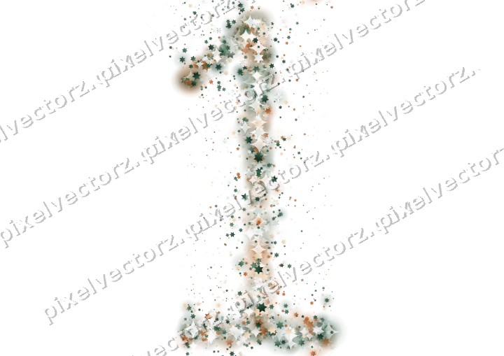 Nahtlose Glitzerzahl 1 aus Sternen auf transparentem Grund
