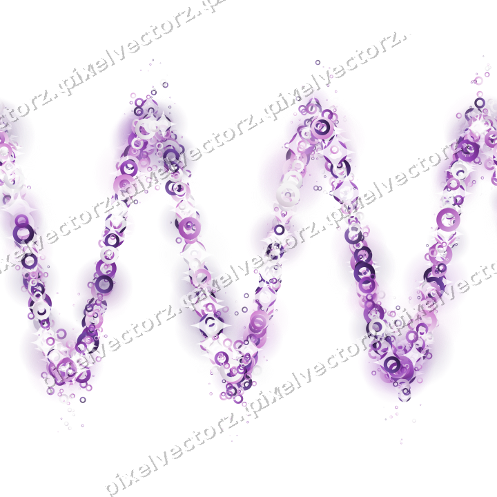 Nahtlose Glitzerwelle aus Ringen in Violett auf transparentem Grund